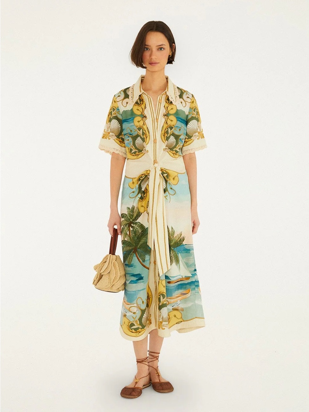 Off-White Royal Sea Collared Midi Dress